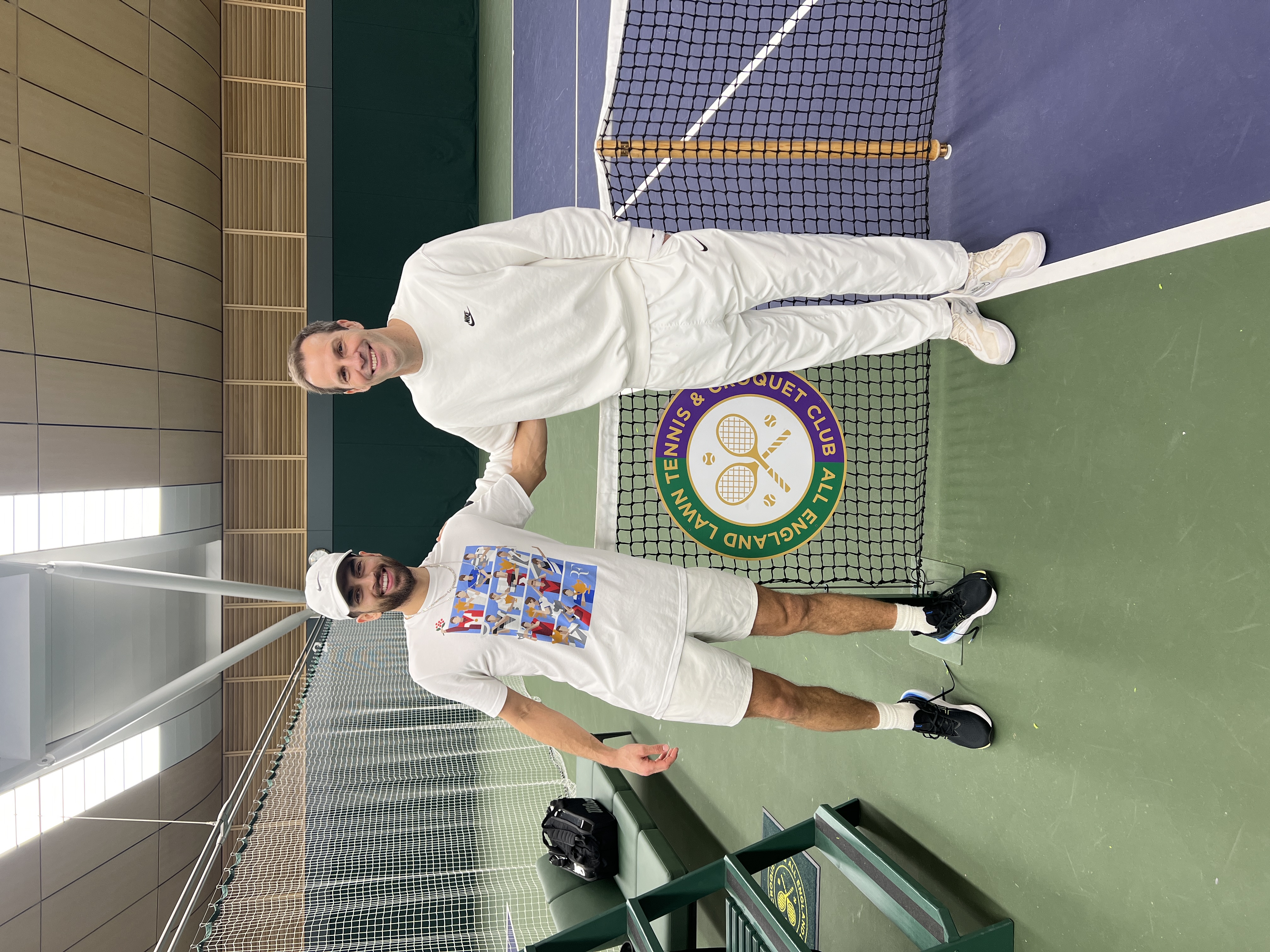 Training at Wimbledon with Rusedski